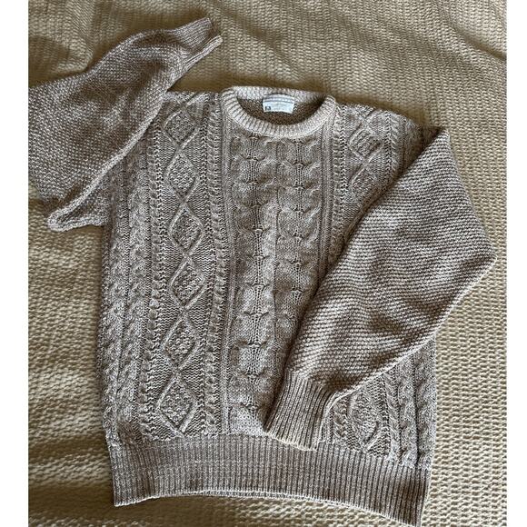 Vintage Lord Jeff 100% Fine Cotton Cableknit‎ Sweater Beige Large - Picture 2 of 5